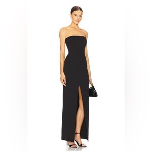 Solace London Black Strapless Gown